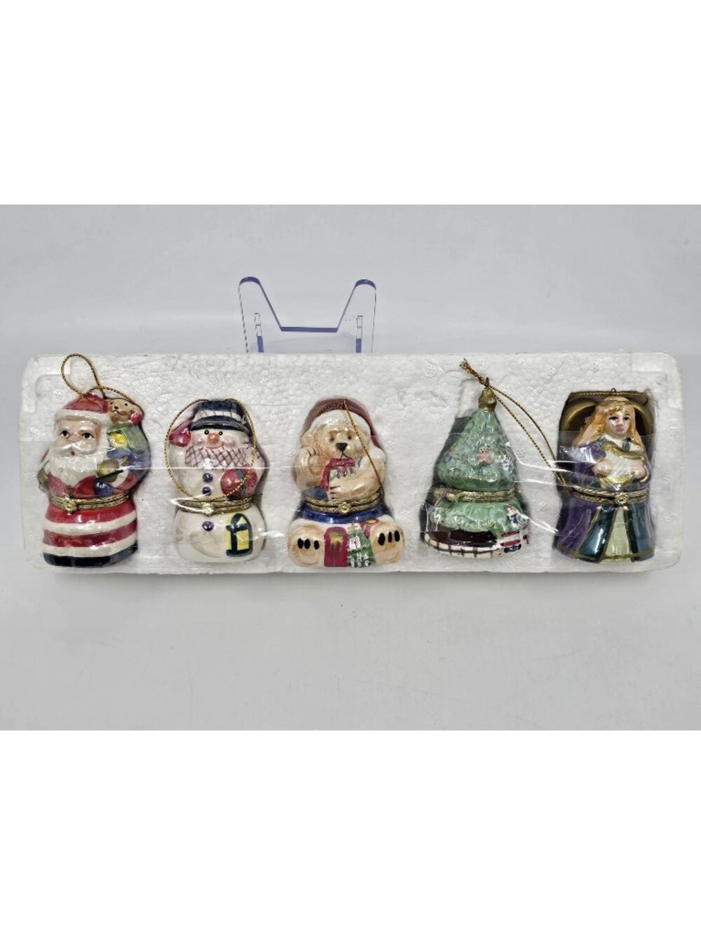 Mr. Christmas Musical Christmas Tree Ornaments Set of 5 Hinged Photo Holding VTG